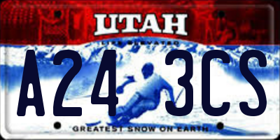 UT license plate A243CS