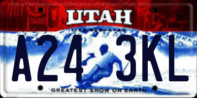 UT license plate A243KL