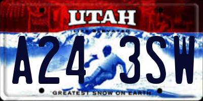 UT license plate A243SW