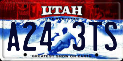 UT license plate A243TS