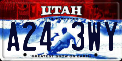 UT license plate A243WY
