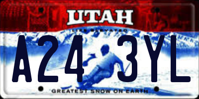 UT license plate A243YL