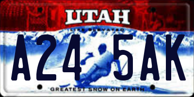 UT license plate A245AK