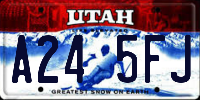 UT license plate A245FJ