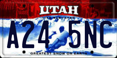 UT license plate A245NC