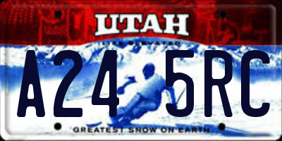 UT license plate A245RC