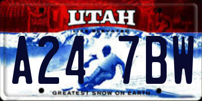 UT license plate A247BW