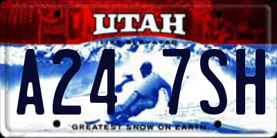 UT license plate A247SH