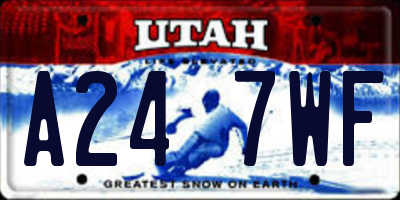 UT license plate A247WF