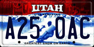 UT license plate A250AC
