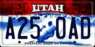 UT license plate A250AD