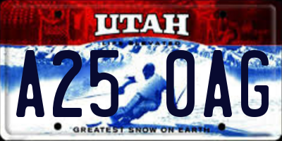 UT license plate A250AG