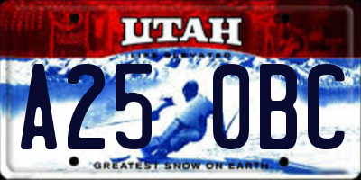 UT license plate A250BC