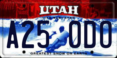 UT license plate A250DO