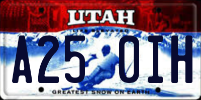 UT license plate A250IH