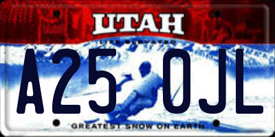 UT license plate A250JL