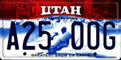 UT license plate A250OG