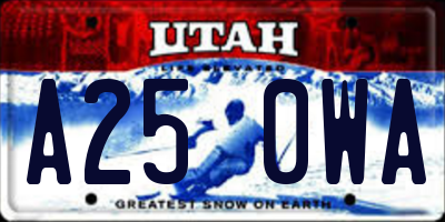 UT license plate A250WA