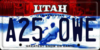 UT license plate A250WE