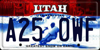 UT license plate A250WF