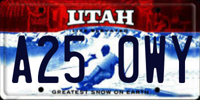 UT license plate A250WY