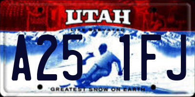 UT license plate A251FJ