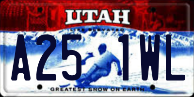 UT license plate A251WL