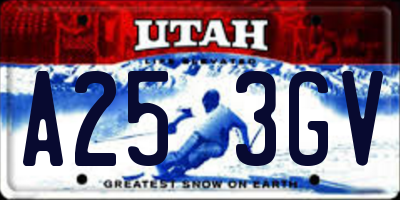 UT license plate A253GV