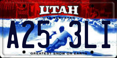 UT license plate A253LI