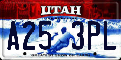 UT license plate A253PL