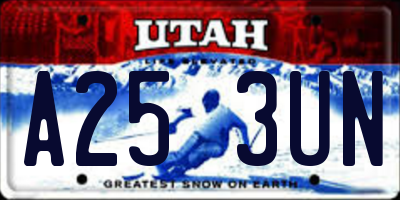 UT license plate A253UN