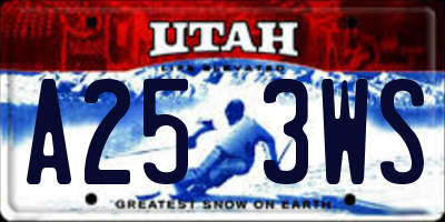 UT license plate A253WS