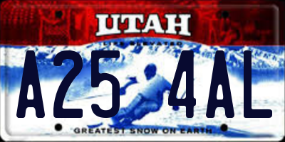 UT license plate A254AL