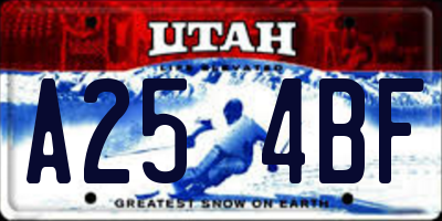 UT license plate A254BF