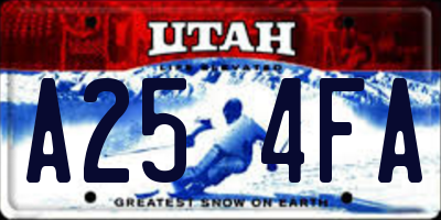 UT license plate A254FA