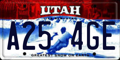 UT license plate A254GE