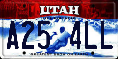 UT license plate A254LL