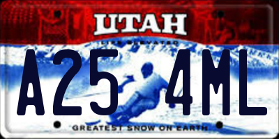 UT license plate A254ML