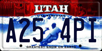 UT license plate A254PI
