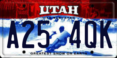 UT license plate A254QK