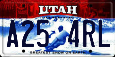 UT license plate A254RL