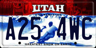 UT license plate A254WC