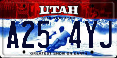 UT license plate A254YJ
