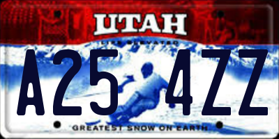 UT license plate A254ZZ