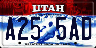 UT license plate A255AD