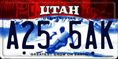 UT license plate A255AK