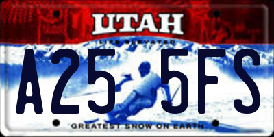 UT license plate A255FS