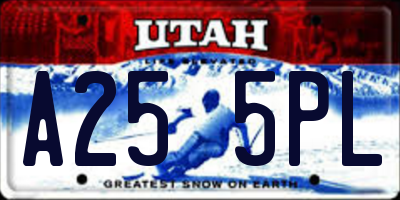 UT license plate A255PL