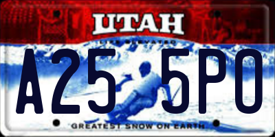 UT license plate A255PO