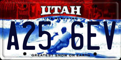 UT license plate A256EV